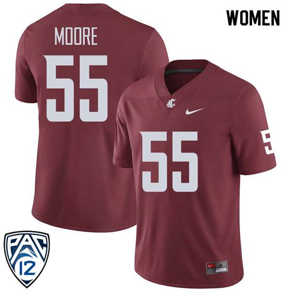 Women #55 Derek Moore Washington State Cougars College Football Jerseys Sale-Crimson